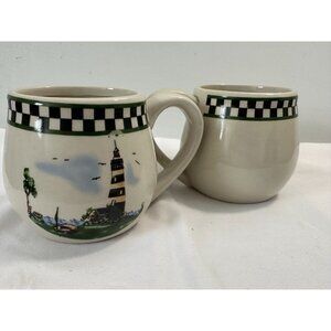 Set Of 2 Alco Industries Lighthouse Themed Ceramic Mugs
